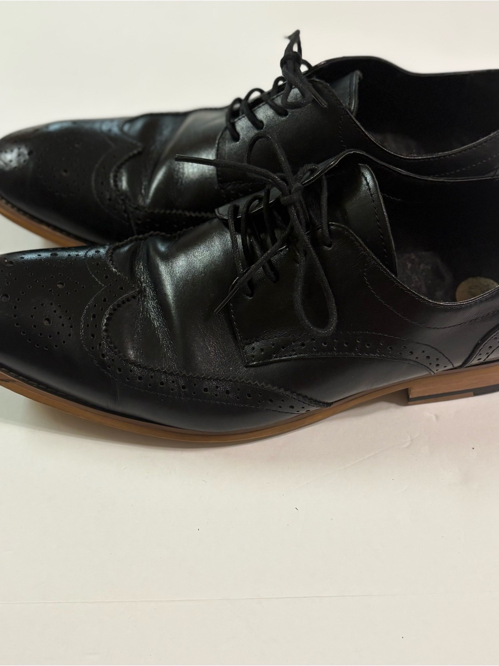 Men's Black Stacy Adam’s Leather Wingtip Dress Shoes
